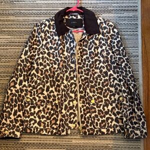 J. Crew Leopard-Print Jacket with Black Collar